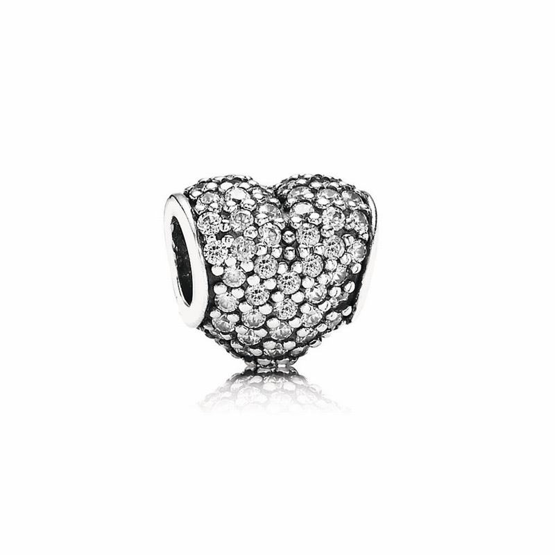 Pandora Pavé Heart Charm - Sterling Silver/Cubic Zirconia - Canada | KM4124LF